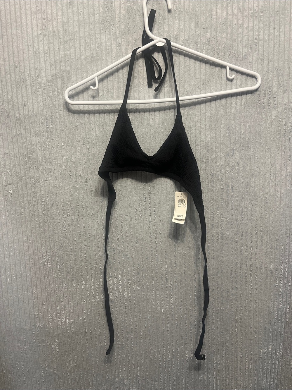 aerie Black Textured Bikini Top XS